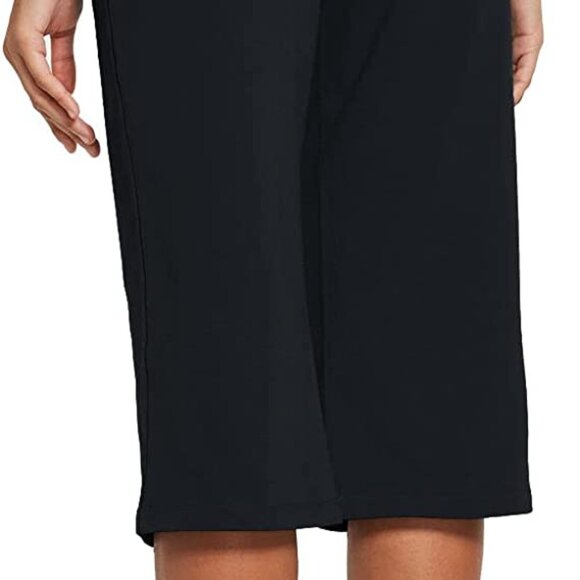 Women's Capri Pants Casual Summer Cotton Yoga Wide Leg((S/M/XL) BLACK - Picture 2 of 7